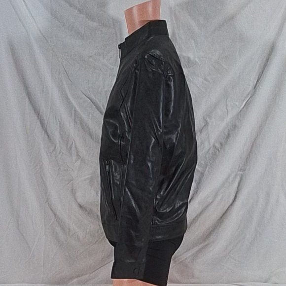 Men's Dockers Pebbled Faux-Leather Racer Jacket - Black - Small - NWOT - Picture 4 of 5